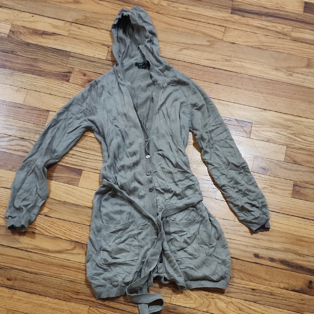 Olive Green Hooded Cardigan